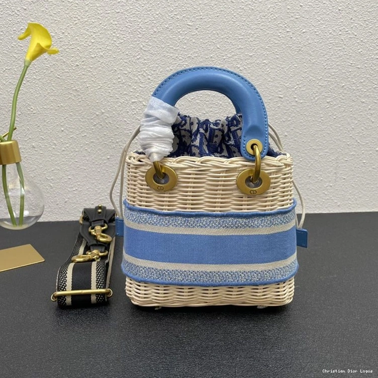 Cheap Motif and Wicker Lady Dior Oblique Blue Small Bag Light Canvas 0730 Luxury